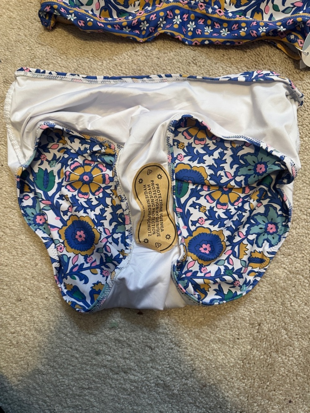 Floral Ruffle V-Neck High-Waist Bikini Set - Blue Multi - Picture 3 of 5